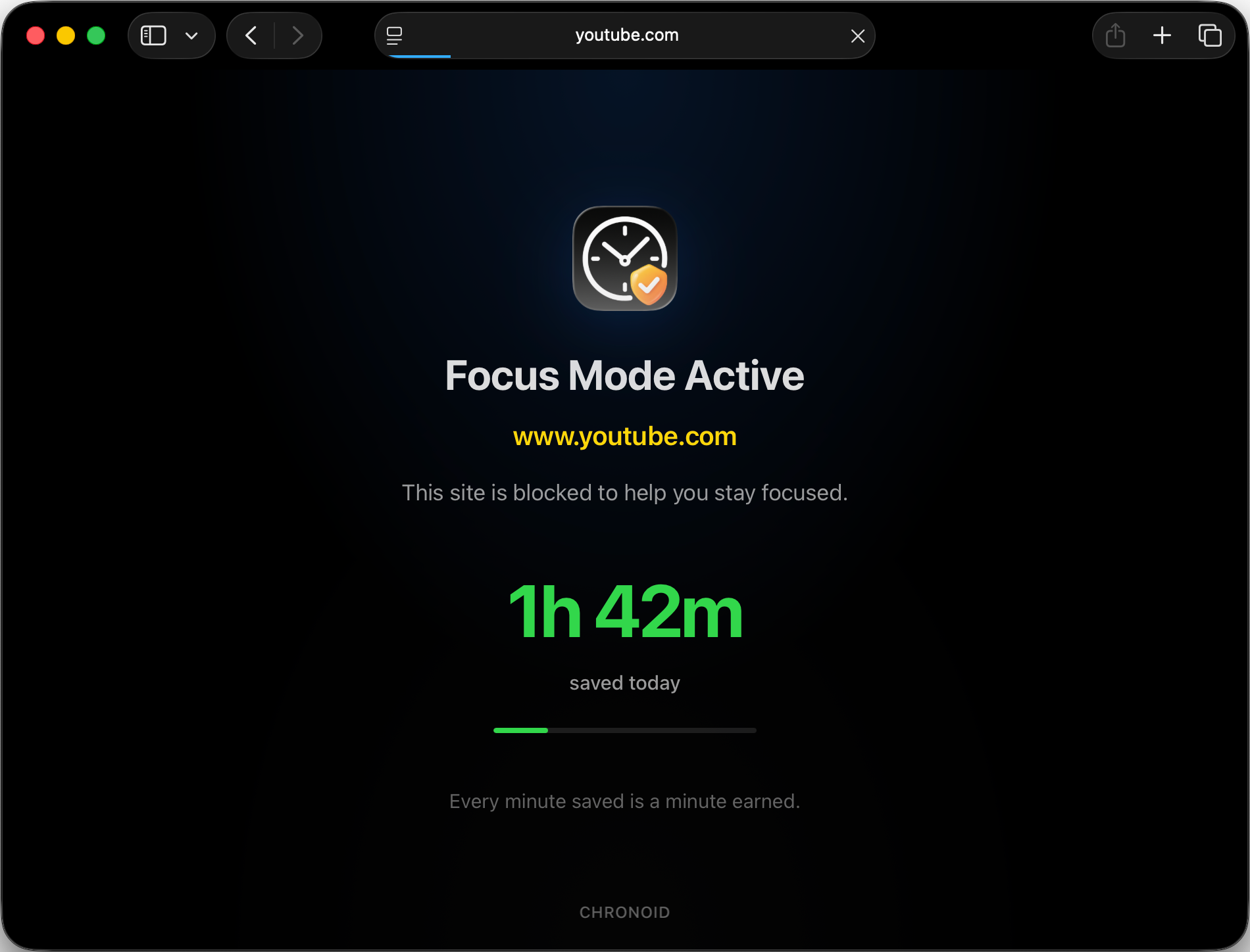 Chronoid website blocker settings panel for focus management